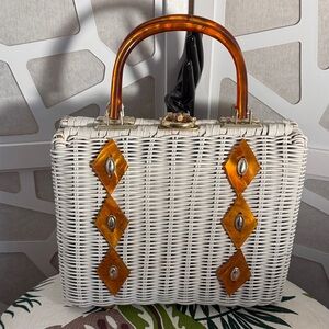 Vintage wicker and lucite purse
